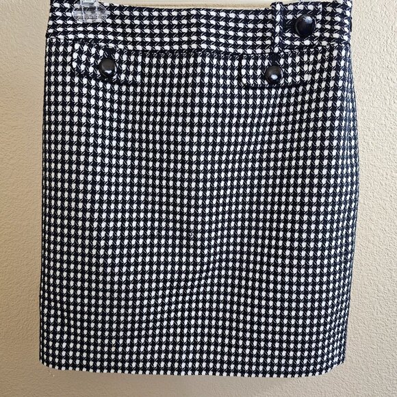 ANN TAYLOR Wool Blend Black/White Mini Skirt~Size 2 - Picture 2 of 11